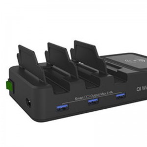 Bộ sạc không dây 4 trong 1 QI Trạm sạc USB 3 cổng